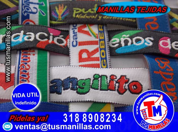 manillas publicitarias bordadas